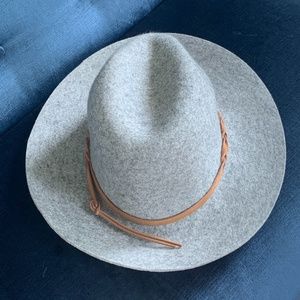 Grey leather strap hat